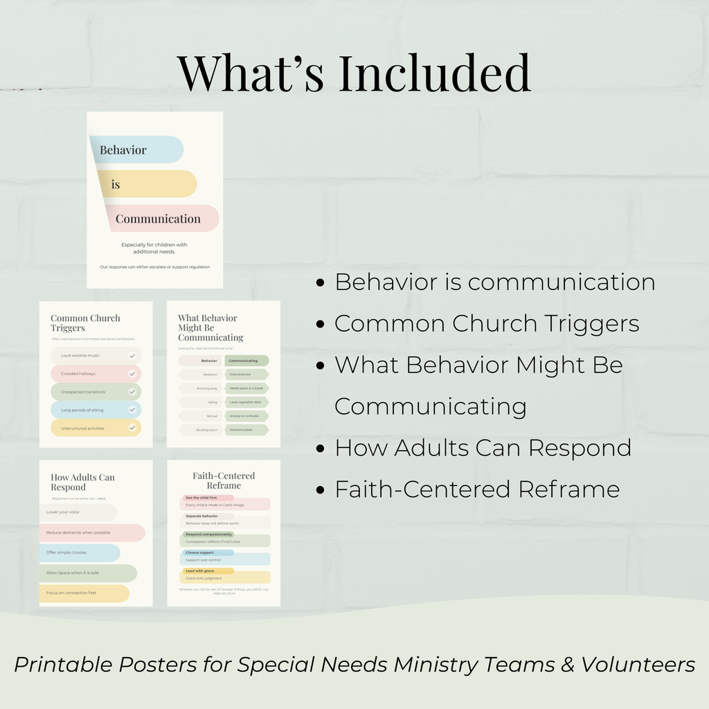 Behavior is Communication: Faith-Centered Posters for Special Need Ministries